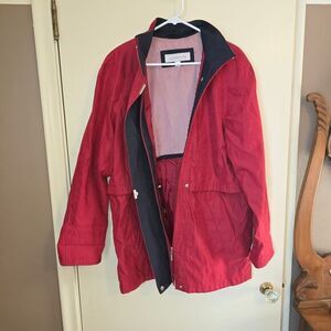 VINTAGE Red‎ and Black Liz Claiborne Women's Cinching Rain Jacket Size Large